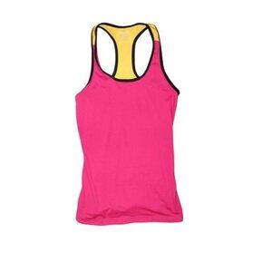 Reebok Womens Racerback Tank Top XS Pink Orange Mesh‎ Activewear Gym Stretch